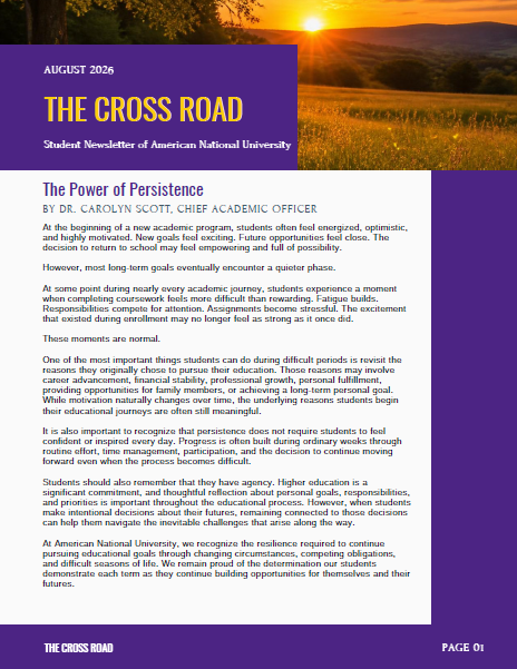 Cover of The Cross Road alumni newsletter, August 2026